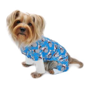 Ultra Soft Plush Minky Silly Sharks Pajamas (Color: Blue, Size: L)