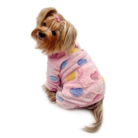Ultra Plush Colorful Hearts Turtleneck Pajamas (Color: Pink, Size: L)