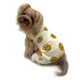 Ultra Plush Happy Face Front Sleeveless Pajamas (Color: Yellow, Size: XL)