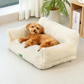 MEWOOFUN Pet Sofa Bed - Washable Pet Bed With Removable Cover & Non-Slip Bottom For Indoor Cats & Small Dogs White, Medium (Option: QCP191)