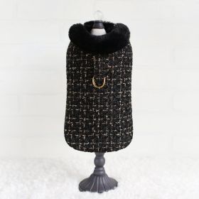 Chantel Tweed Dog Coat (Color: Black, Size: LG)