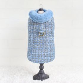 Chantel Tweed Dog Coat (Color: Blue, Size: MD)