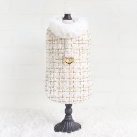 Chantel Tweed Dog Coat (Color: Cream, Size: SM)