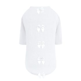 Dainty Bow Sweater (Color: White, Size: XXS)