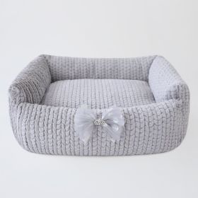 Dolce Vita Dog Bed Collection (Color: Sterling, Bow option: Bow)