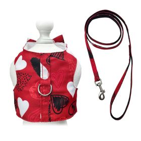 Abstract Hearts Harness Vest with Matching Leash (Color: Red, Size: XS)
