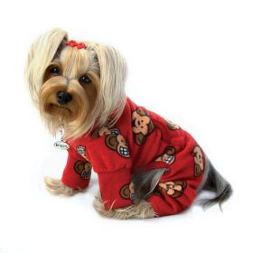 Silly Monkey Fleece Turtleneck Pajamas (Color: Burgundy, Size: S)