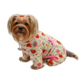 Yummy Strawberry Fleece Turtleneck Pajamas (Color: Yellow, Size: S)