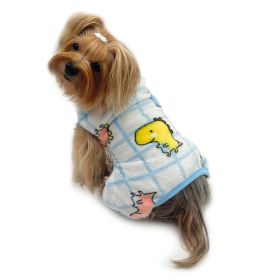Ultra Plush Colorful Dinosaurs Front Sleeveless Pajamas (Color: White, Size: S)