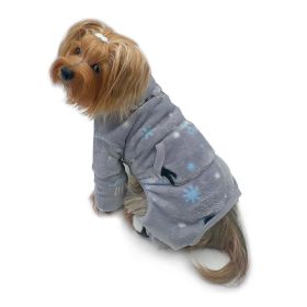Ultra Thick Plush Penguins Turtleneck Pajamas (Color: Gray, Size: S)