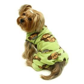 Silly Monkey Front Sleeveless Fleec Pajamas (Color: Lime, Size: XS)