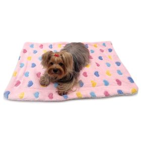 Ultra Plush Colorful Hearts Blanket (Color: Pink, Size: 30" x 20")