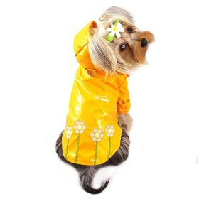 Polka Dots & Daisies Raincoat with Cotton Lining (Color: Yellow, Size: S)