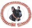 Dog Chain Crystal Artificial Diamondoid Dog Collar Walking Metal Chain Collar With Secure Buckle