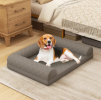 Egg-Foam Dog Crate Bed with 3-Side Bolster and Removable Washable Bed Cover