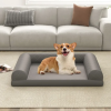 Egg-Foam Dog Crate Bed with 3-Side Bolster and Removable Washable Bed Cover