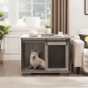 Farmhouse Dog Cage Crate Furniture with Sliding Barn Door
