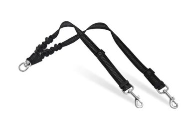 Dog Double Leashes - No Tangle Dog Leash Coupler; Comfortable Shock Absorbing Reflective Bungee Lead for Nighttime Safety (Colour: Black)