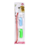 Two Headed Dog Toothbrush Set Canine Dental Hygiene Brush with 2 Finger Brushes Soft Bristles