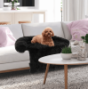 Black Plush Calming Dog Couch Bed with Anti-Slip Bottom
