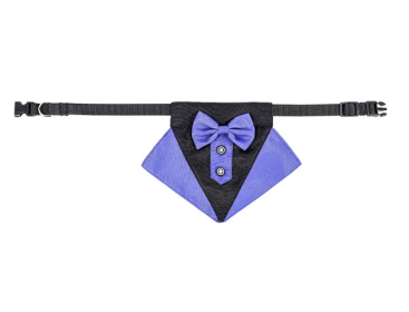 wedding suit dog collar pet saliva towel dog wedding triangle scarf (Color: Blue and black triangle scarf collar set, Size: S)