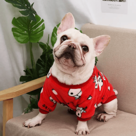 Autumn/Winter warm dog coat Small; medium dog; Flannel warm dog clothing pet supplies; dog clothing (Colour: Red Bull Spirit, Size: M)