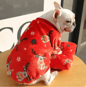 Autumn/Winter warm dog coat Small; medium dog; Flannel warm dog clothing pet supplies; dog clothing (Colour: Multiple deer heads, Size: M)