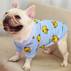 Autumn/Winter warm dog coat Small; medium dog; Flannel warm dog clothing pet supplies; dog clothing (Colour: Duck beckoning under the blue sky, Size: L)