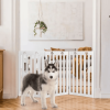 36 Inch Folding Wooden Freestanding Pet Gate Dog Gate with 360° Flexible Hinge