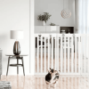 36 Inch Folding Wooden Freestanding Pet Gate Dog Gate with 360° Flexible Hinge