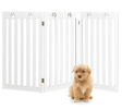 36 Inch Folding Wooden Freestanding Pet Gate Dog Gate with 360° Flexible Hinge