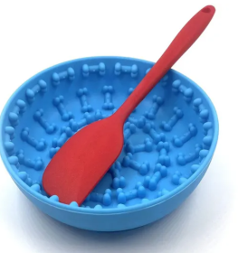 Silicone pet bowl anti-choking pet slow food bowl dog supplies silicone pet slow food bowl (Select: BD055-blue)
