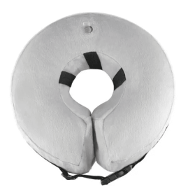 Soft Dog Cone Collar for After Surgery - Inflatable Dog Neck Donut Collar - Elizabethan Collar for Dogs Recovery (Colour: CQLQ02 Grey, Size: M)