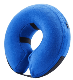 Soft Dog Cone Collar for After Surgery - Inflatable Dog Neck Donut Collar - Elizabethan Collar for Dogs Recovery (Colour: CQLQ01 Blue Velcro, Size: M)