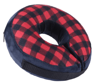 Soft Dog Cone Collar for After Surgery - Inflatable Dog Neck Donut Collar - Elizabethan Collar for Dogs Recovery (Colour: CQLQ04 Red and Black Velcro, Size: L)