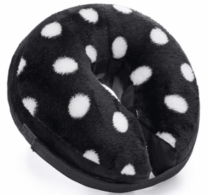 Soft Dog Cone Collar for After Surgery - Inflatable Dog Neck Donut Collar - Elizabethan Collar for Dogs Recovery (Colour: CQLQ08 Black White dot, Size: M)