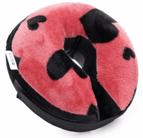 Soft Dog Cone Collar for After Surgery - Inflatable Dog Neck Donut Collar - Elizabethan Collar for Dogs Recovery (Colour: CQLQ11 Love Peach, Size: L)