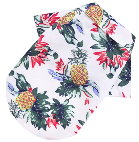 Hawaii Beach clothing for Pet Dog Cat T-Shirts Cute for Small to Medium Dog Cats Cool Summer Vest Camp Shirt Clothes; dog clothes (Colour: Pineapple shirt white, Size: M (about 5-7 kg pet))