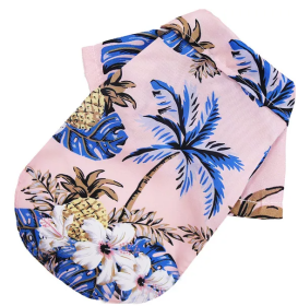 Hawaii Beach clothing for Pet Dog Cat T-Shirts Cute for Small to Medium Dog Cats Cool Summer Vest Camp Shirt Clothes; dog clothes (Colour: Coconut shirt pink, Size: M (about 5-7 kg pet))