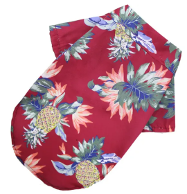 Hawaii Beach clothing for Pet Dog Cat T-Shirts Cute for Small to Medium Dog Cats Cool Summer Vest Camp Shirt Clothes; dog clothes (Colour: Pineapple shirt wine red, Size: XL (about 9-11 kg pet))