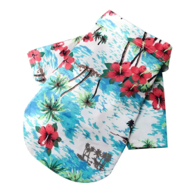 Hawaii Beach clothing for Pet Dog Cat T-Shirts Cute for Small to Medium Dog Cats Cool Summer Vest Camp Shirt Clothes; dog clothes (Colour: Shirt Island Wind Lake Blue, Size: S (about 3-5 kg pet))