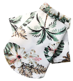 Hawaii Beach clothing for Pet Dog Cat T-Shirts Cute for Small to Medium Dog Cats Cool Summer Vest Camp Shirt Clothes; dog clothes (Colour: Coconut shirt white, Size: M (about 5-7 kg pet))