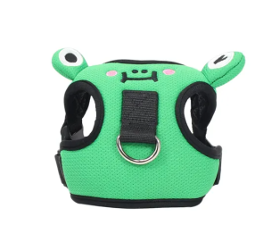 Dog harness set; with frog leash pet mesh breathable small dog chest back retractable dog leash pet harness (Specification (L * W): XS, Colour: Green frog)