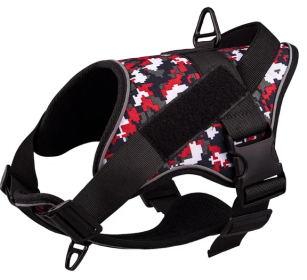 Dog Harness; large dog training tactical chest strap; K9 pet chest strap; vest type reflective dog rope; explosion-proof impulse traction (Specification (L * W): L, Colour: Red camouflage)