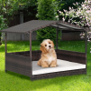 Outdoor Wicker Doghouse with Weatherproof Roof