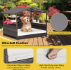 Outdoor Wicker Doghouse with Weatherproof Roof
