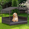Outdoor Wicker Doghouse with Weatherproof Roof