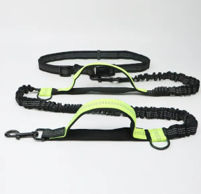 Hands Free Dog Leash for Medium and Large Dogs - Durable Dual Handle Waist Leash with Reflective Bungee for Running; Walking; Training; Hiking (Specification (L * W): 2.5*160cm, Colour: Green-4211)