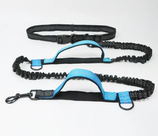 Hands Free Dog Leash for Medium and Large Dogs - Durable Dual Handle Waist Leash with Reflective Bungee for Running; Walking; Training; Hiking (Specification (L * W): 2.5*160cm, Colour: Blue-4211)
