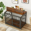 Furniture style dog crate wrought iron frame door with side openings, Grey, 43.3''W x 29.9''D x 33.5''H.